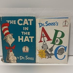 Dr. Seuss's ABC / The Cat In The Hat Hardcover Vintage Lot Of Two